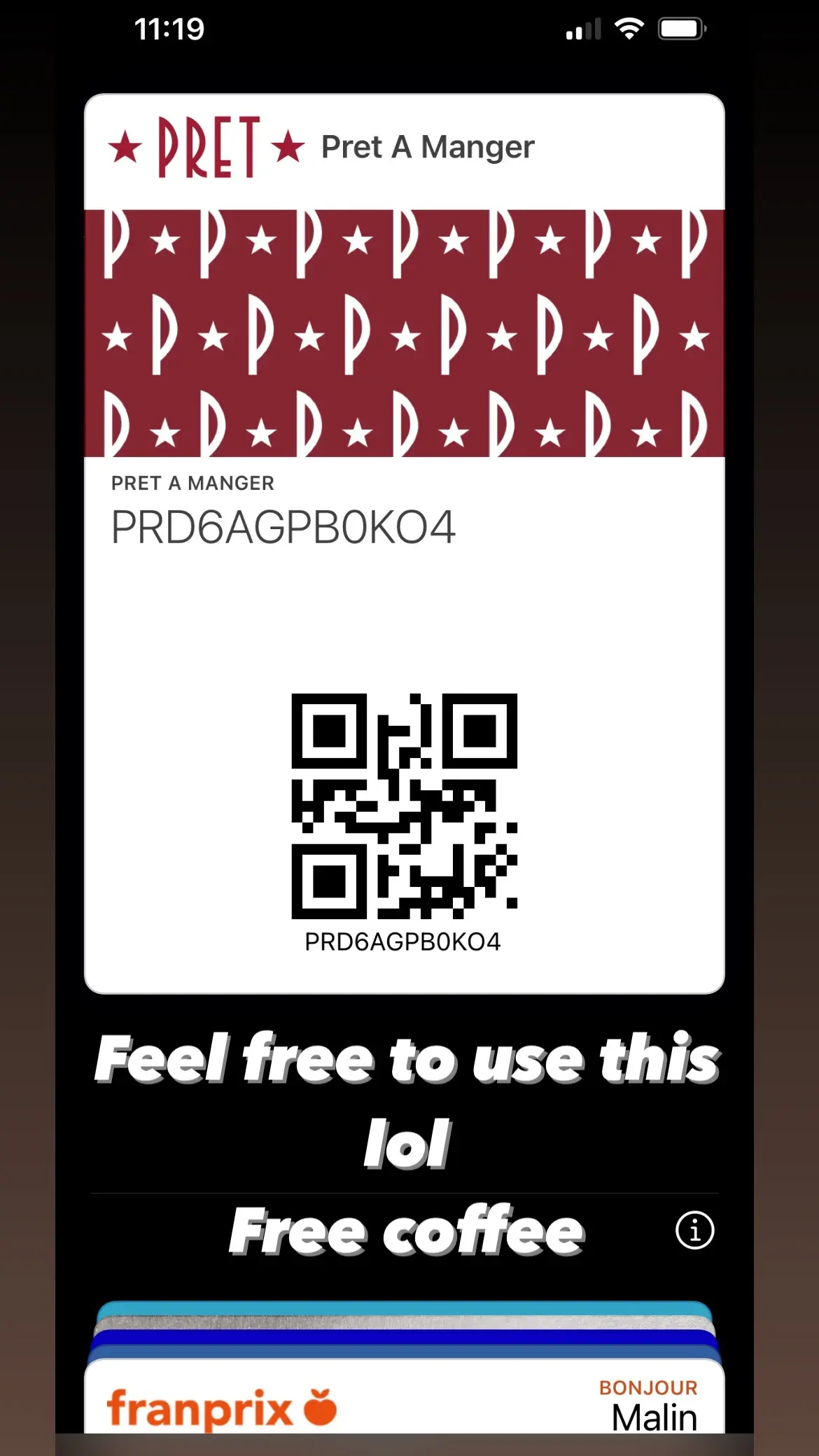 Feel free to use this lol
Free coffee